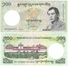 BHUTAN 100 Ngultrum UNC Banknote P-32b (2011) Prefix N Paper Money