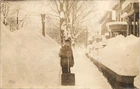 MAN SHOVELING SNOW antique real photo postcard rppc WINTER BLIZZARD DISASTER