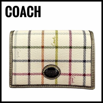COACH Visitenkarten Ausweisetui Pass Etui Karo Business Frauen Damen