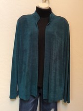 Vintage Drapers Damons Ladies Sz L Cardigan Green Long Sleeve Mock Collar