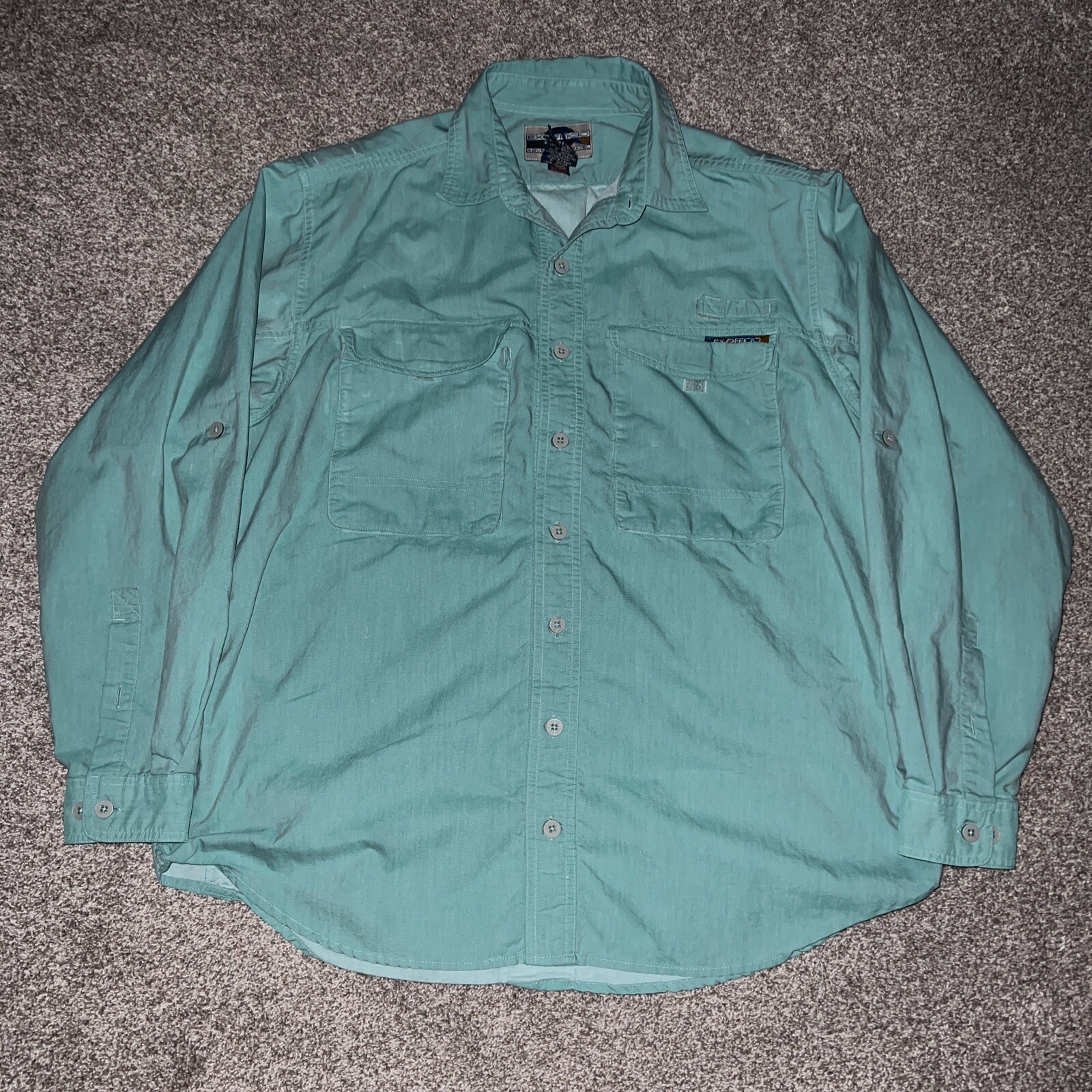 Exofficio Adventure Travel Green Button Fishing Shirt… Gem