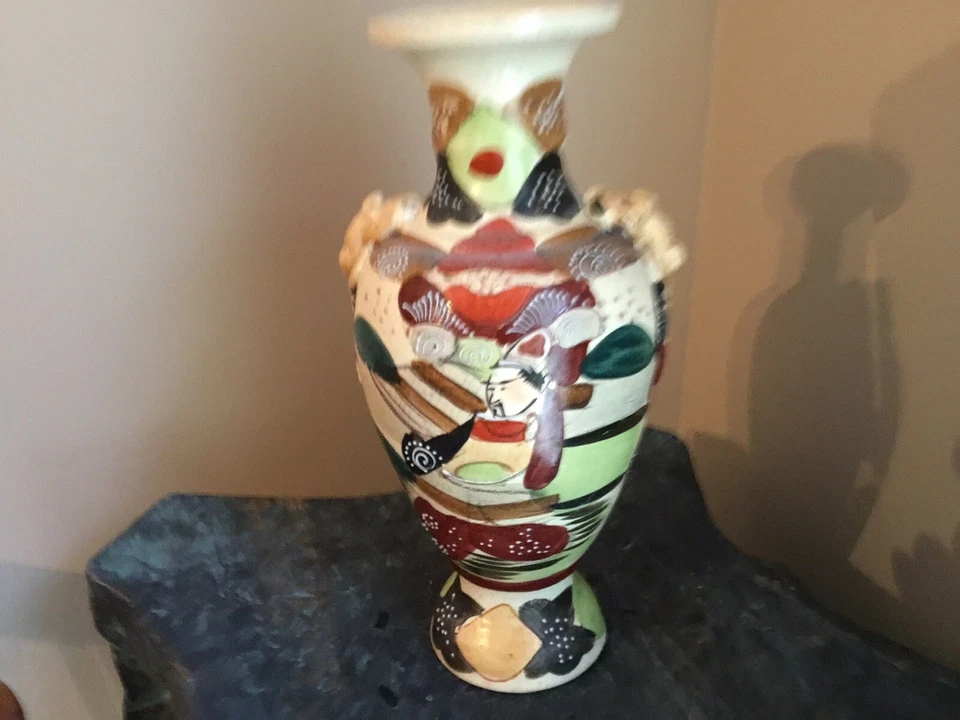 Jarrón antiguo japonés Satsuma Meji período muy antiguo del siglo XIX Foto 2 de 4