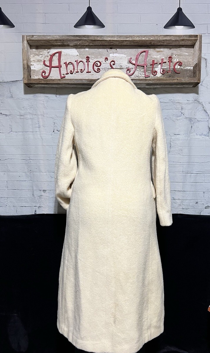Winter Coat Vintage Jill Jr Ladies Cream Long 100% Wool Made