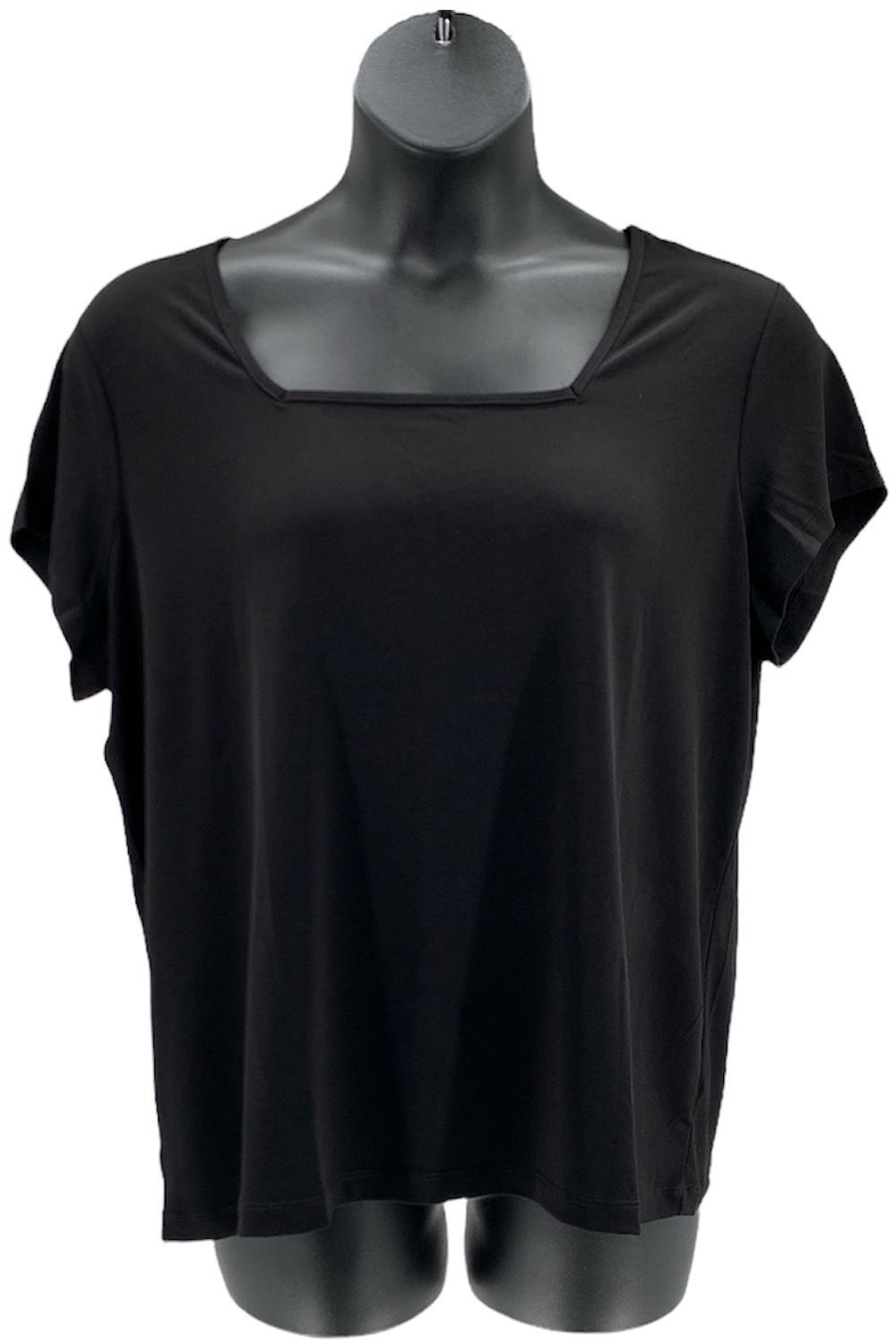 Вязаный топ Susan Graver Modern Essentials из жидкого трикотажа с квадратным вырезом Черный