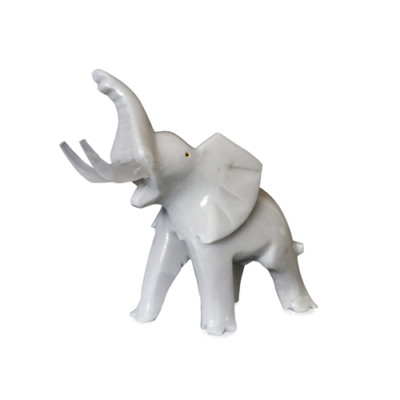 Elefant Figur aus weißem Marmor Geschenkidee Marble Elephant Table Sculpure H.7