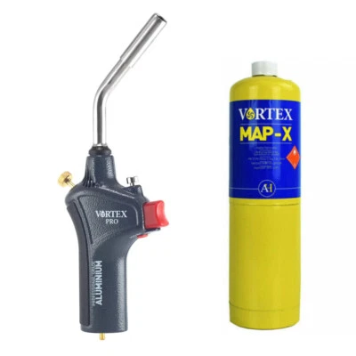 VORTEX - ARCTIC HAYES Vortex Pro Solder Brazing Blow Lamp Torch & Mapp Map Gas Cylinder Torch Burner