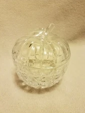 Clear Crystal Glass, Apple Or Pumpkin Shaped, Covered Dish