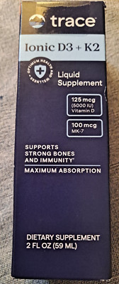 Trace Minerals Ionic D3 + K2 Liquid Supplement Drops 2 fl oz -  EXP: 04/2027