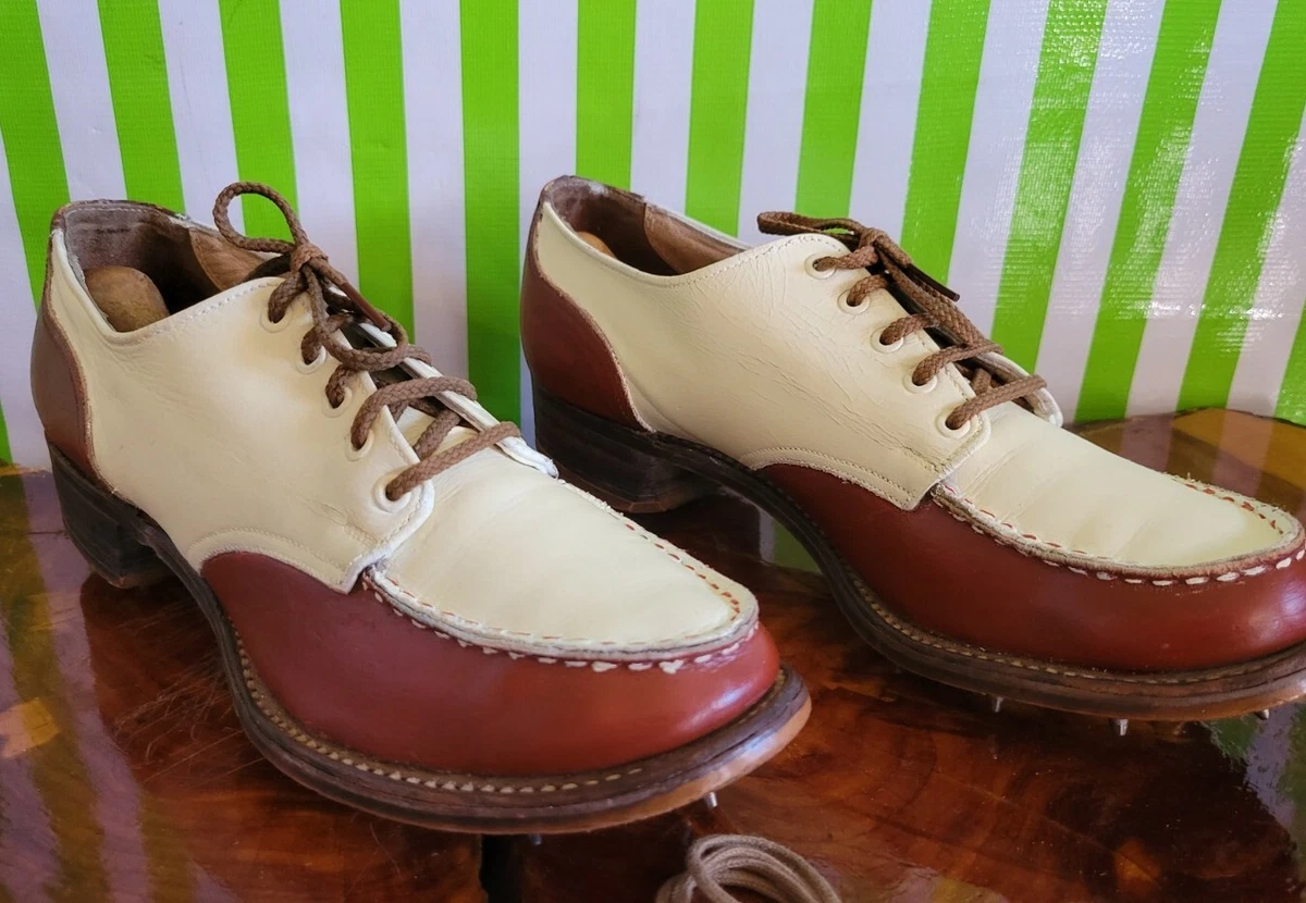 VTG Golf Shoes Womens 6.5 B Spalding made in USA 2 tone Custom Paint golf cleats
