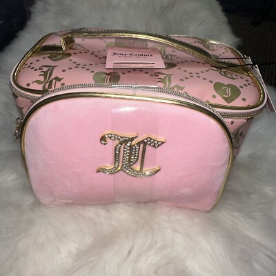 Juicy Couture Travel Makeup Vanity Bag And Pouch Pink Gold