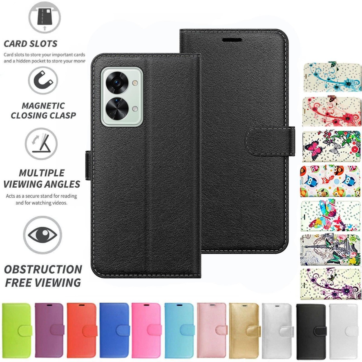 For OnePlus Nord 2T 5G Case Cover Flip Folio Leather Wallet Credit