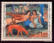 Timbre neuf de 1968, Yt 1568. L'Arearea de Paul Gauguin (1848-1903).