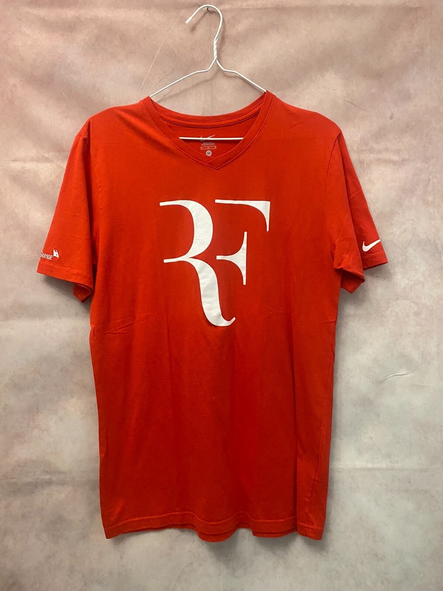 記念グッズ NIKE FEDERER 19GS WIN T-SHIRT US SIZE M NIKE ROGER FEDERER RF SWISS TENNIS PLAYER RARE VINTAGE RED