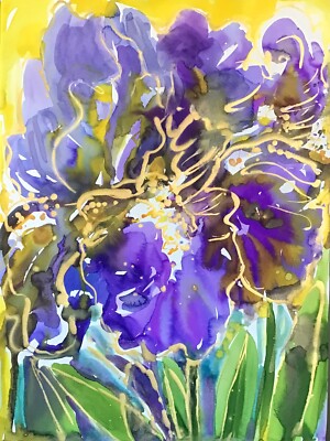 IRIS 5.Original Watercolor Painting