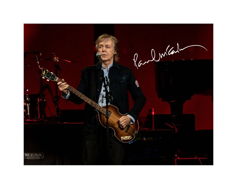 Paul McCartney 8x10 Autographed photo The Beatles in concert British Rock  - Image 2 of 2