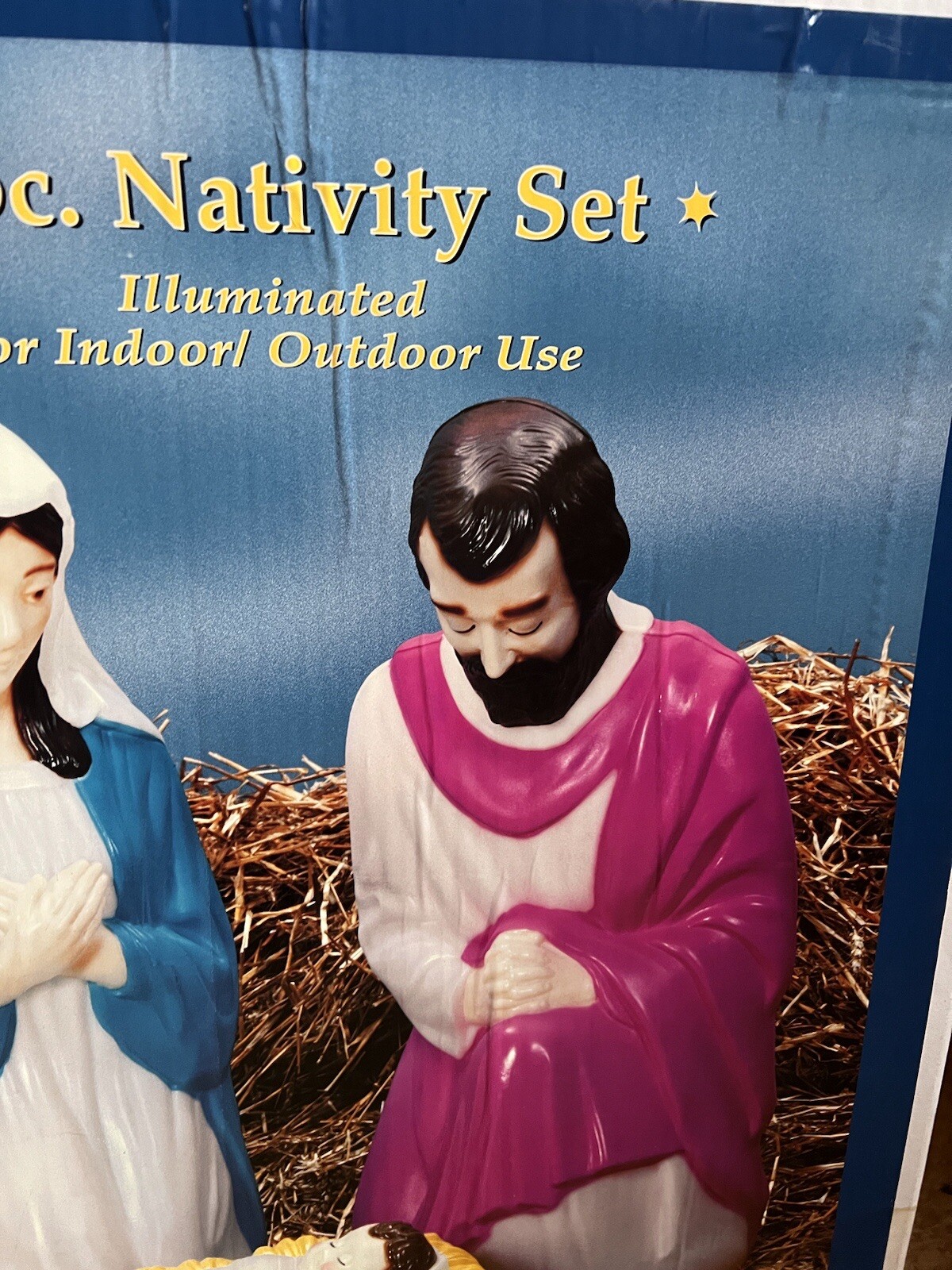 Vintage Blow Mold Christmas Nativity Set of 3 General Foam NOS Large 28