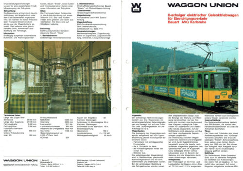 Waggon Union Datenblatt, 6-achs ER Gelenktriebwagen f Albtalbahn AVG Karlsruhe - Photo 1/2