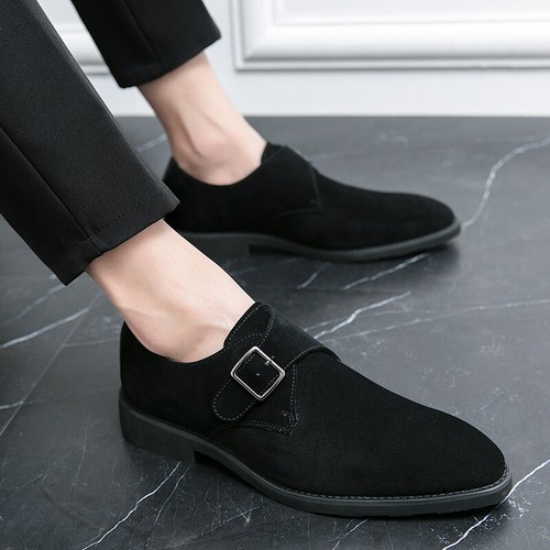 Herren Kunst-Wildleder Spitz zulaufend Schnalle Riemen Leger Oxford-Schuhe Leger Mode Schuhe - Bild 3 von 9