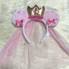 Disney Minnie Princess Headband Crown Veil Pi...