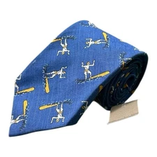 Drakes Of London Blue Surfing AOP Silk Cotton Men’s The 3.25 Inch NWT 