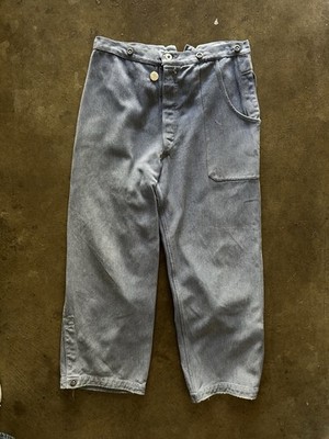 Vintage Rare 40s Swiss Army Denim Work Pants Cinch Back Work Wear