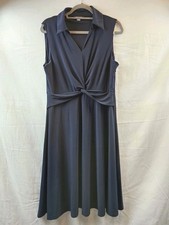 Tommy Hilfiger Womens Twist-Front Jersey Dress Sleeveless Black Size 14 V-neck