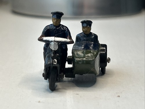 DINKY POLICE MOTORCYCLE PATROL 42b Black Motorcycle, Blue Rider, Vintage 1946-49 - Picture 6 of 16