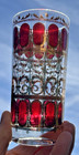 2 X 5 1/2" TALL CULVER GLASS TUMBLERS glasses SCROLL CRANBERRY & GOLD MCM red — photo 2