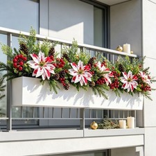 Christmas Poinsettia Inserts Lifelike Floral Decor Vibrant Long Lasting Colors