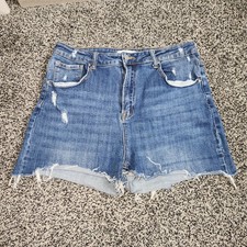 Risen Hi Rise Jean Shorts Stretch Rawhem Frayed Women Sz 1XL, Nashville Festival