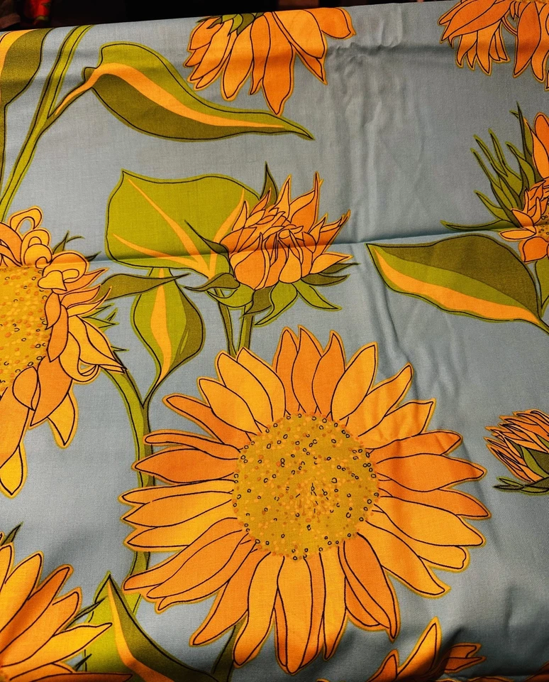 Suela de tela girasoles vintage de Valori Wells Free Spirit larga 76 X 44" de ancho Foto 2 de 3
