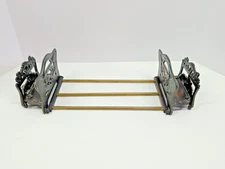 1920s - 1940s Expandable Metal Book Rack Jalopy Car Design Ornate Floral Antique