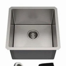 Kraus KHU101-17 Undermount 17" Square Stainless Steel Kitchen Sink, Basin Waste