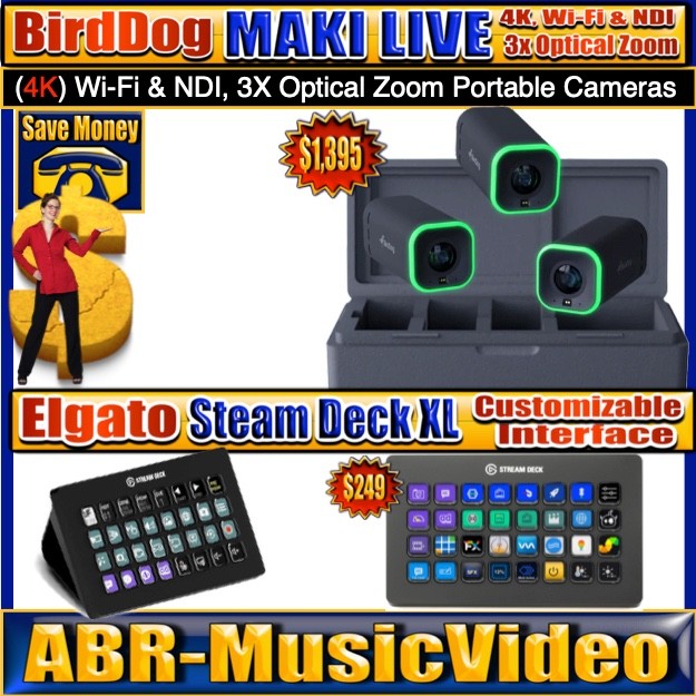 BirdDog MAKI Live 4K, Wi-Fi & NDI, 3x Opt Zoom Camera & Elgato Stream Deck XL