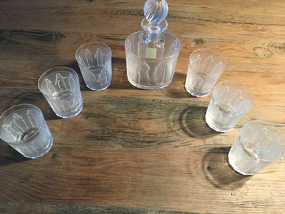 Lalique French Femmes Whisky Karaffe mit 6 Gläsern neuwertig