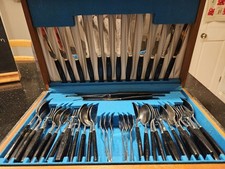 Vintage Canteen Mid Century Full  Cutlery Dining Set 1960’s in original teak box