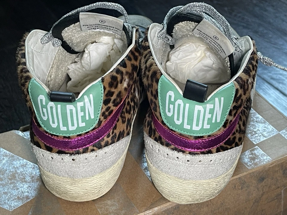 Golden Goose Private Edit Sz37 Mid Star Leopard Wedge Insole Sneaker Limited Ed - Image 4 of 4