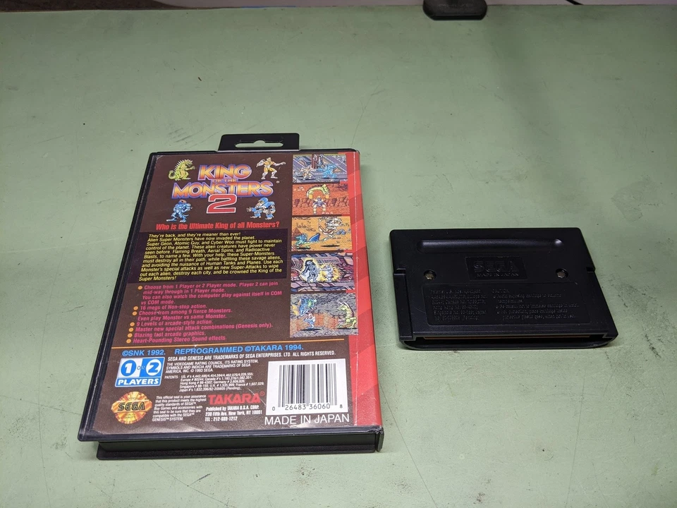 Cartucho y estuche King of the Monsters 2 Sega Genesis Foto 2 de 4