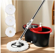 Spin Mop And Bucket With Wringer Set, 360° Mop And Bucket System With 3 Microfib