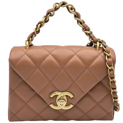 CHANEL Matelasse Flap Shoulder Bag AS4553 Beige GHW Lambskin Shoulder Bag #208