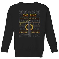 Image of The Lord of the Rings One Ring Kids' Christmas Jumper in Black