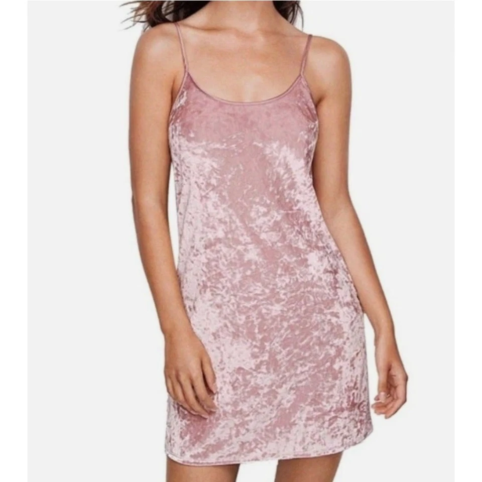 Mini Vestido Sin Mangas Vintage Años 90 Y2k Victorias Secret Para Mujer M/L Rosa Terciopelo Aplastado Foto 2 de 4