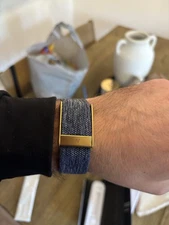 Whoop 5.0/MG Superknit Band - Jean Blue - Gold Clasp - Whoop Logo