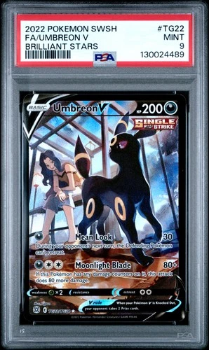 2022 POKEMON SWORD & SHIELD BRILLIANT STARS #TG22 FULL ART/UMBREON V PSA 9