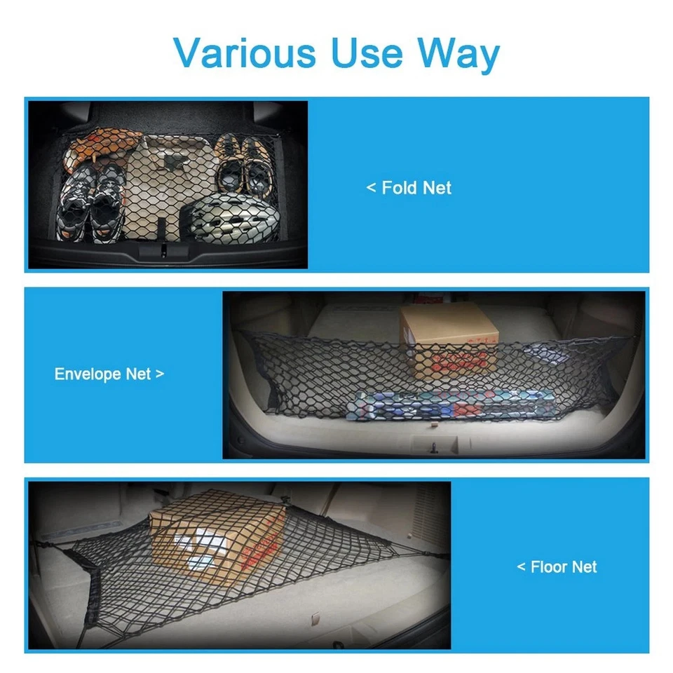 9 MOON - 4 ganchos red de carga para maletero de coche - organizador de almacenamiento de malla - ajuste universal Foto 3 de 4