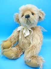 Artist Made Creamy Long Mohair Teddy Bear 5 Way Jointed Weighted Glass Eyes 16"