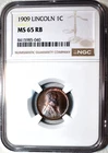NGC MS-65 RB 1909-P Lincoln Cent, Beautiful, Wood-Grain Toned Gem!