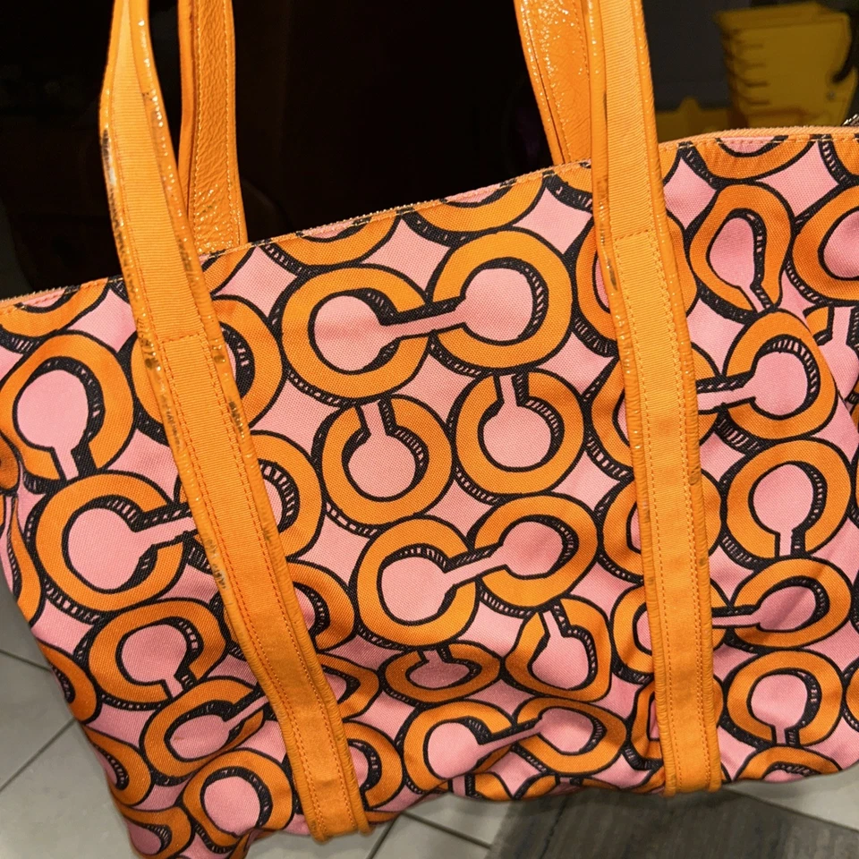 Authentic COACH Pink & Orange C Poppy Tote 14983 - Image 3 of 4