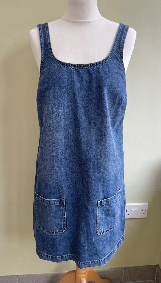 fat face denim pinafore dress FAT FACE DENIM BUTTONED PINAFORE DRESS WITH POCKETS SIZE 10