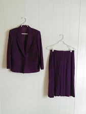 Mark Alexander Suit Blazer Skirt 12P Purple 100% Wool Blazer Classic Elegant